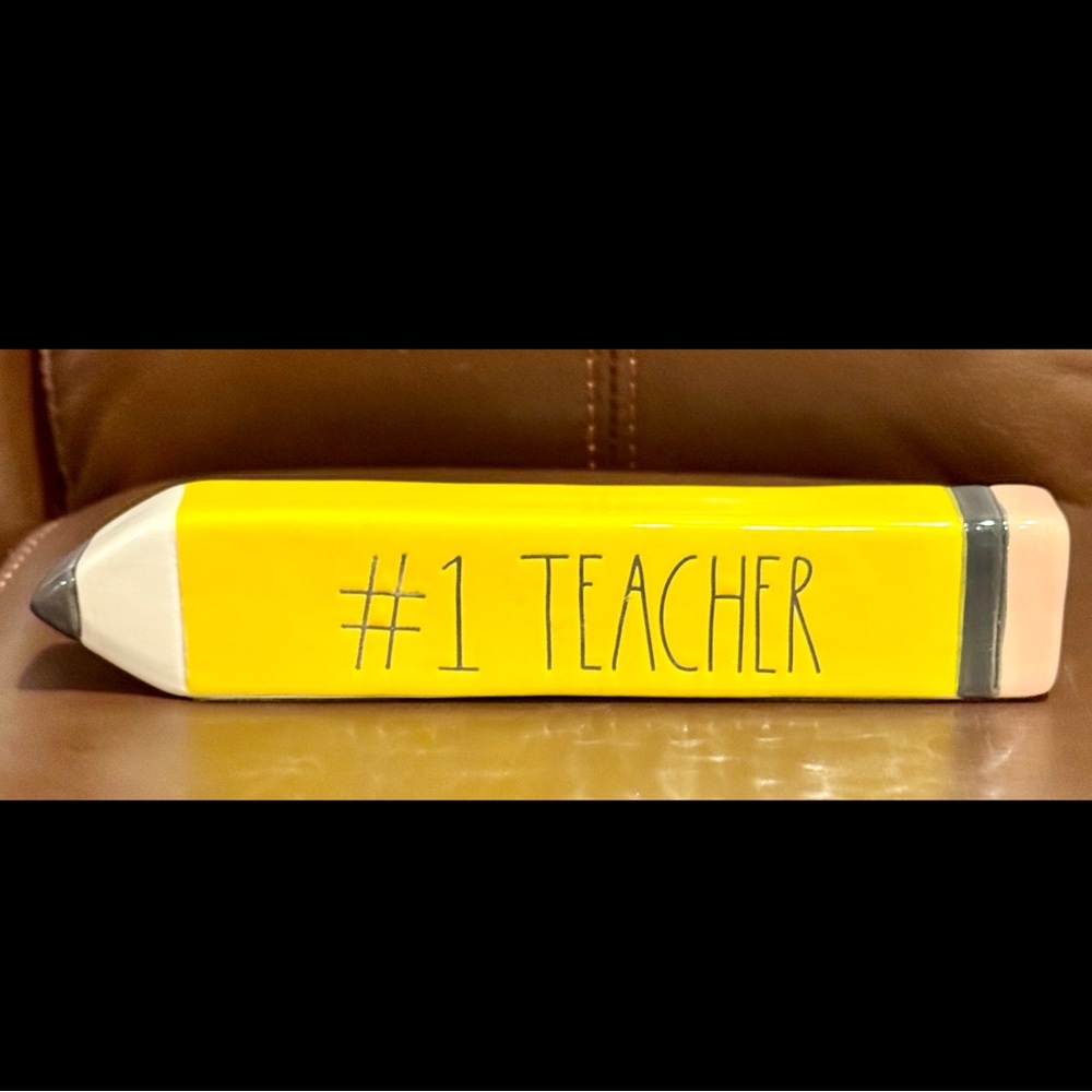Rae Dunn #1 TEACHER Pencil Shape Desk Plaque BRAND NEW DESIGN!!